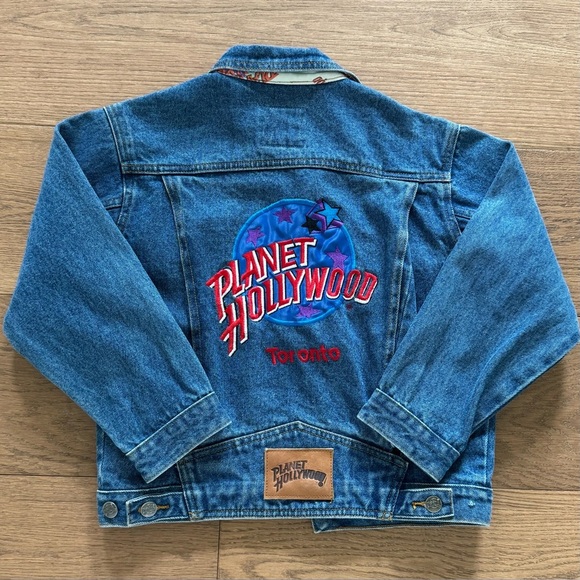 Planet Hollywood Vintage Embroidered Kids Denim Jacket - Youth Size M - Denim - Picture 7 of 8